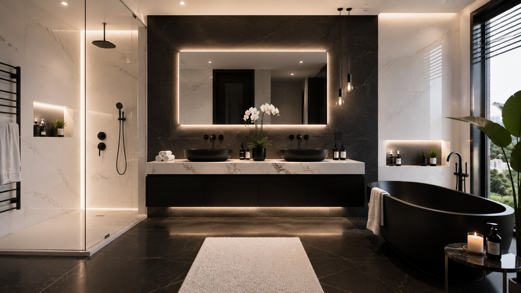 Black & White Bathroom in Abu Dhabi - bathroom design variety 14