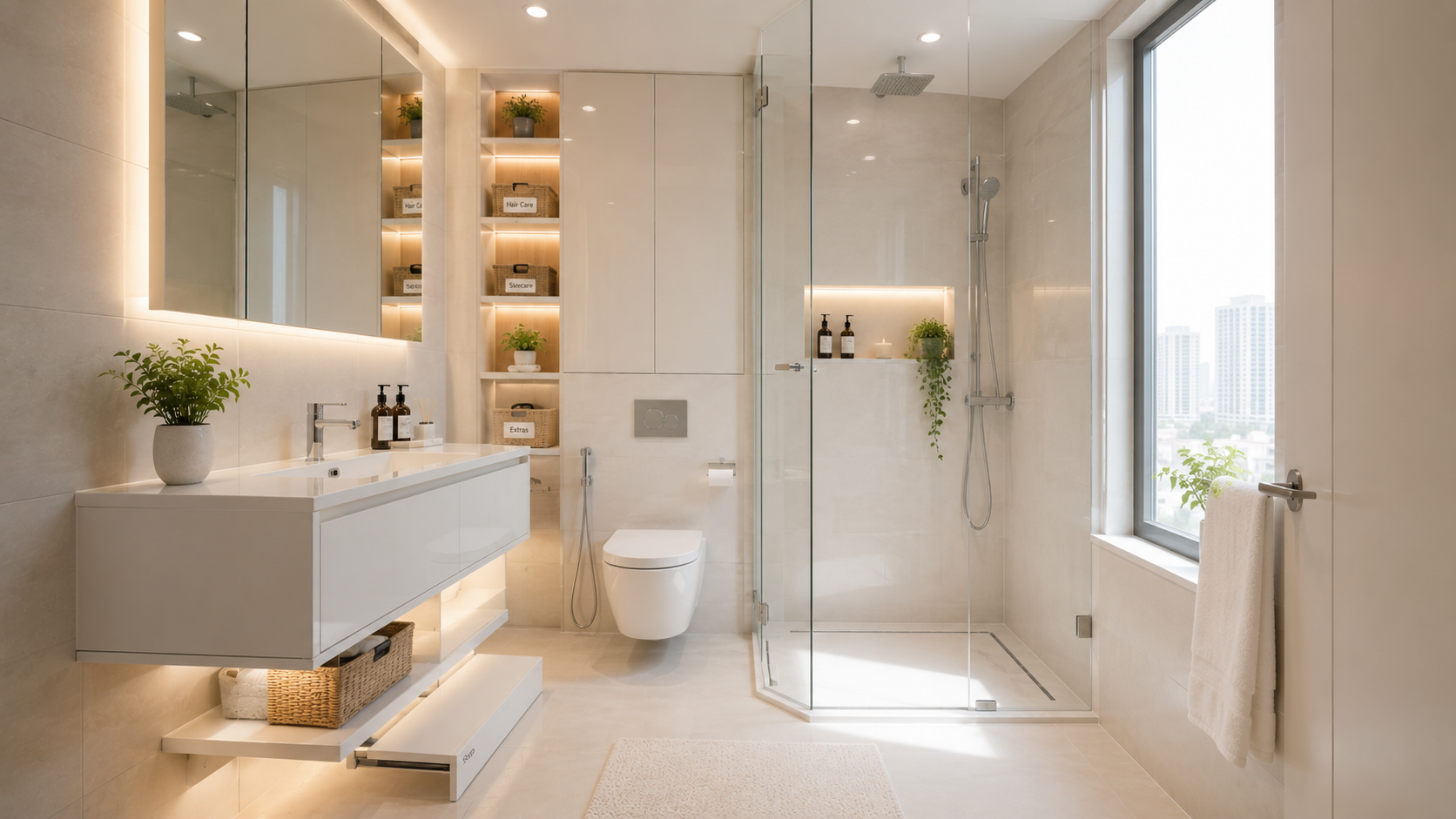 Compact Apartment Bathroom in Abu Dhabi - bathroom design variety 8