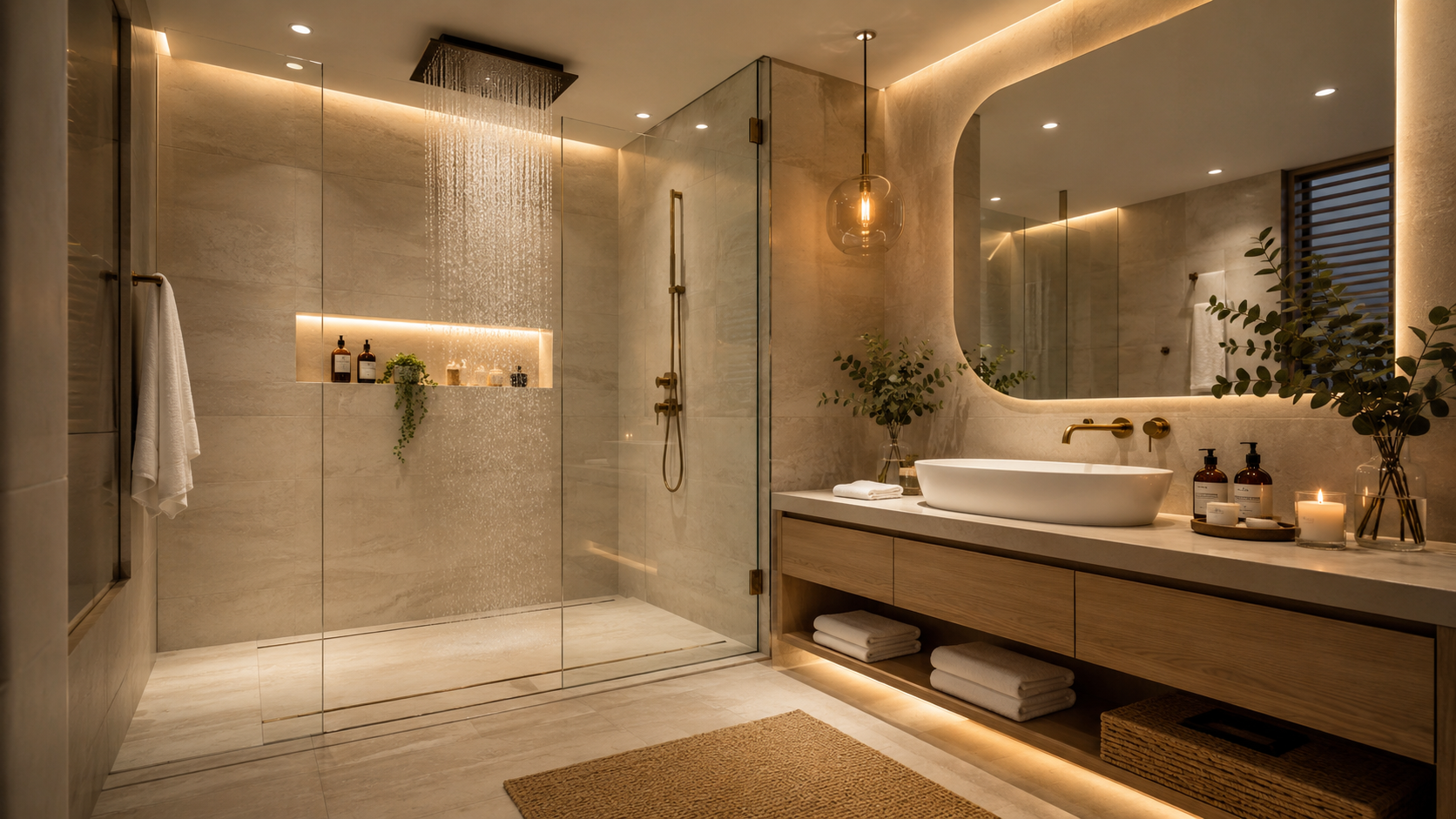 Rainfall Shower Bathroom in Abu Dhabi - bathroom design variety 18